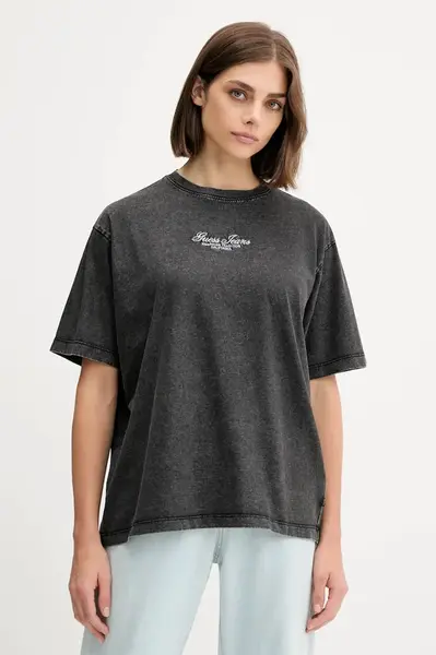 Bavlněné tričko Guess Jeans dámské, černá barva, W5YI25 K8HM0