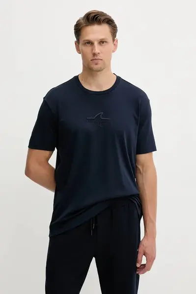 Bavlněné tričko Paul&Shark Knitwear pánské, tmavomodrá barva, s aplikací, 15311641