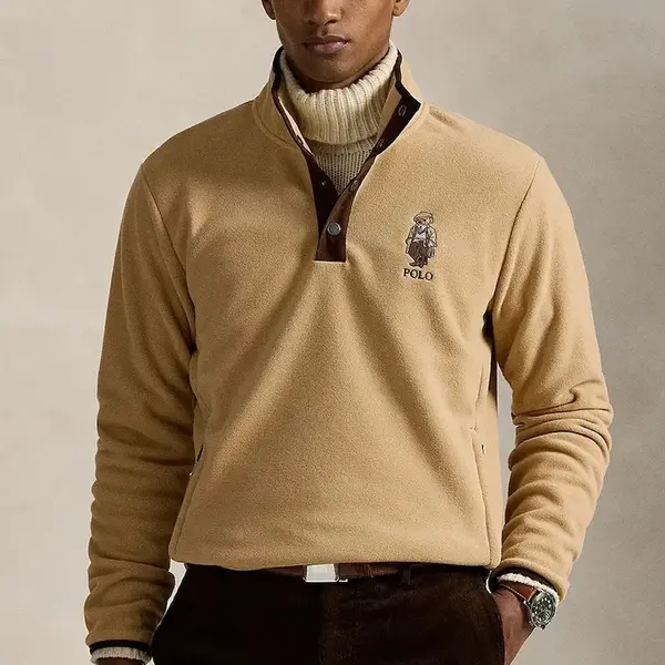Mikina Polo Ralph Lauren pánská, béžová barva, s aplikací, 710980308