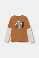 Dětské bavlněné tričko s dlouhým rukávem Puma MID90s Layered Longsleeve B hnědá barva, s potiskem, 688467