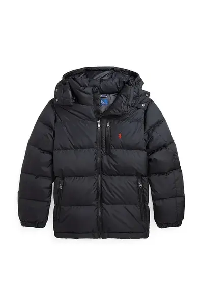 Dětská péřová bunda Polo Ralph Lauren černá barva, 323969861001