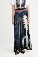 Sukně MUNTHE TAULLA tmavomodrá barva, maxi, áčková, 253121125323