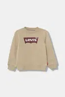 Dětská mikina Levi's BATWING CREWNECK béžová barva, s potiskem, 8E9079