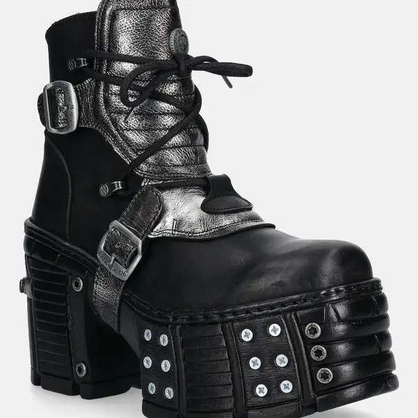 Kožené kotníkové boty New Rock ITALI NEGRO BOX PLANE