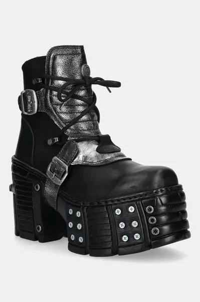 New Rock  Kožené kotníkové boty  ITALI NEGRO BOX PLANE