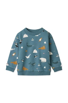 Dětská bavlněná mikina Liewood Thora Printed Sweatshirt modrá barva, vzorovaná, LW20357