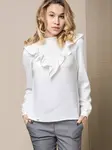 Lola blouse with frills at the front white
