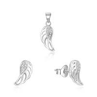 Beneto Stříbrná souprava šperků andělská křídla AGSET64/1L (přívěsek, náušnice)