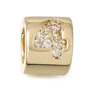 Brass Micro Pave Clear Cubic Zirconia Beads