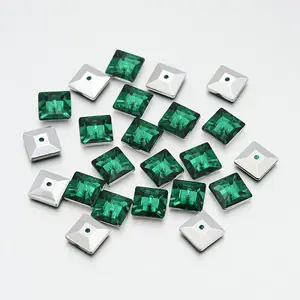 Back Plated Faceted Square Taiwan Acrylic Rhinestone Beads
