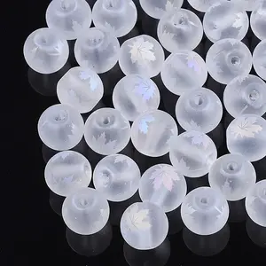 Autumn Theme Electroplate Transparent Glass Beads