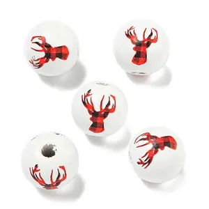 Printed Wood European Beads
