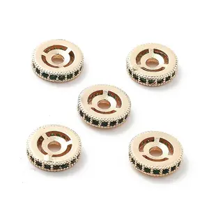 Brass Micro Pave Cubic Zirconia Beads