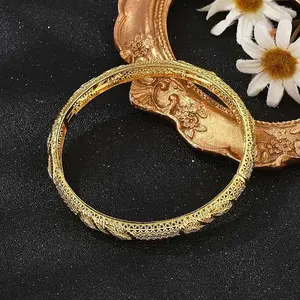 Brass Micro Pave Cubic Zirconia Hinged Bangles for Women