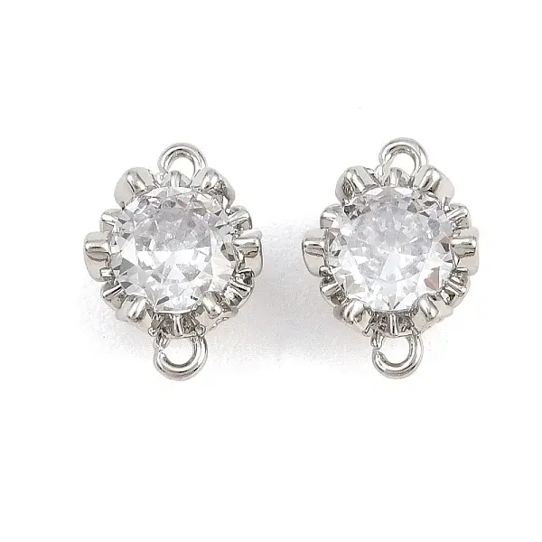 Brass Pave Clear Cubic Zirconia Connector Charms