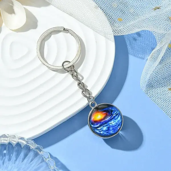 Round Glass Beads Keychain