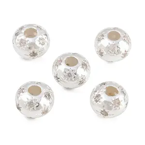 Brass Micro Pave Clear Cubic Zirconia Beads