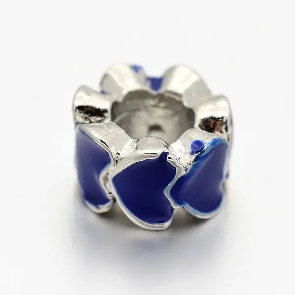 Alloy Enamel Flat Round Large Hole European Beads