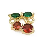 Brass Pave Green and Red Cubic Zirconia Links