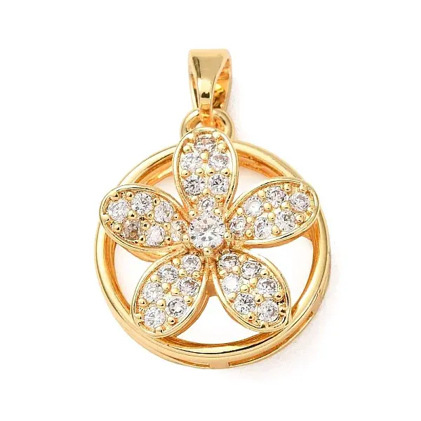 Brass Micro Pave Clear Cubic Zirconia Pendants
