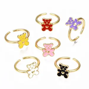 Brass Enamel Cuff Rings