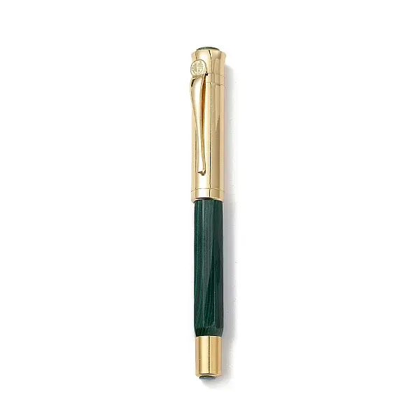 Natural Malachite Brass Pens