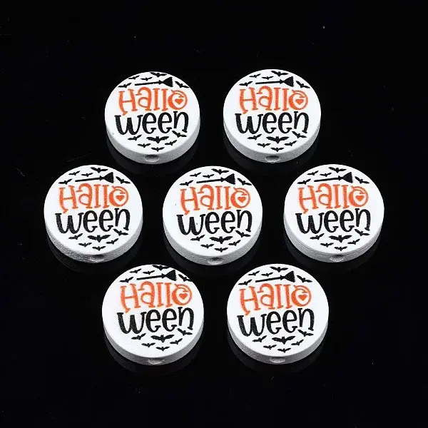 Halloween Printed Natural Wood Beads
