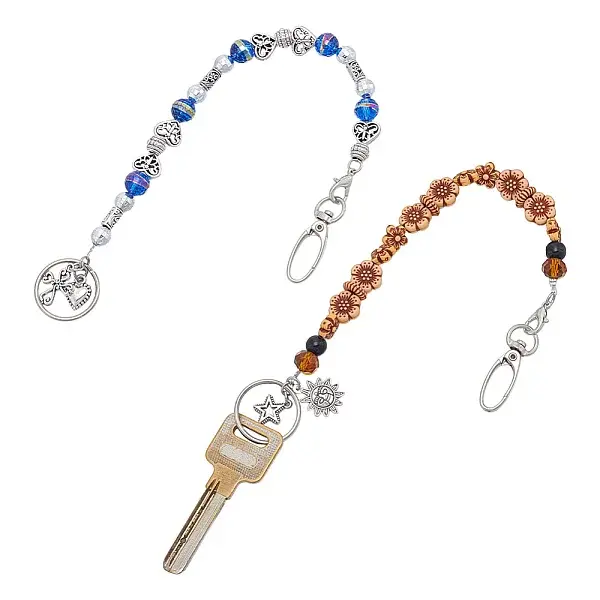 2Pcs Acrylic & Glass Keychain