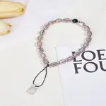1Pc Stainless Steel & Glass Beads Mobile Straps
