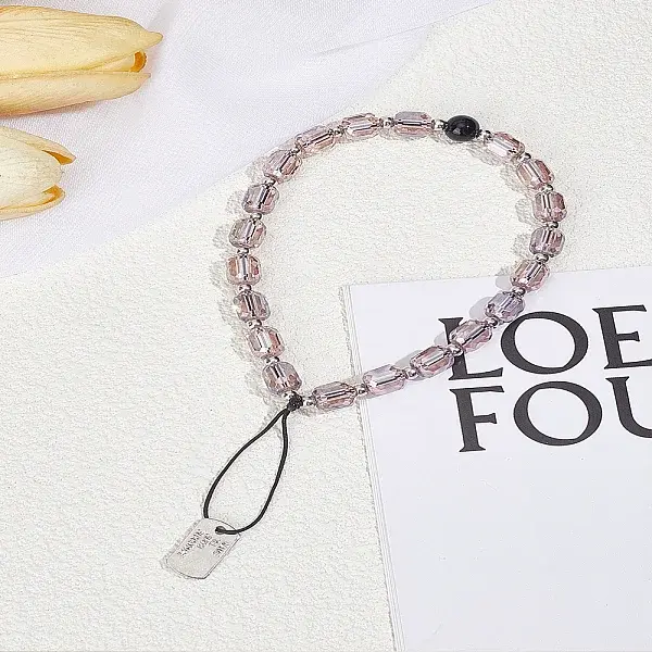 1Pc Stainless Steel & Glass Beads Mobile Straps