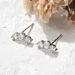 Brass Micro Pave Clear Cubic Zirconia Stud Earrings