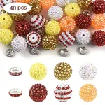 24Pcs 6 Styles Resin Rhinestone Graduated Beads