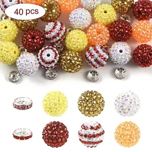 24Pcs 6 Styles Resin Rhinestone Graduated Beads