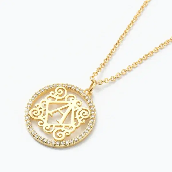 Brass Micro Pave Clear Cubic Zirconia Pendant Necklaces