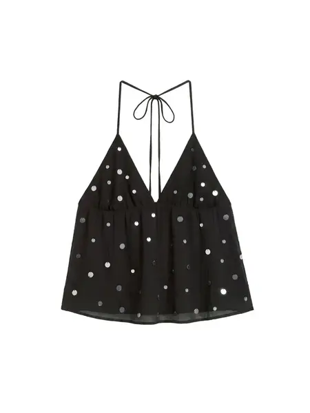 Pull&Bear Top  čierna / strieborná