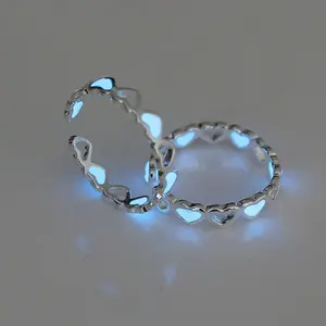 Luminous Heart Alloy Cuff Ring