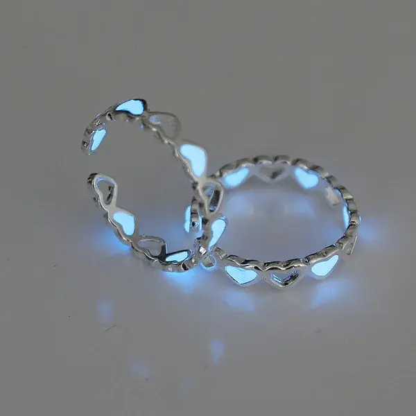 Luminous Heart Alloy Cuff Ring