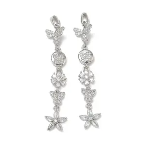 Brass Micro Pave Clear Cubic Zirconia Big Pendants