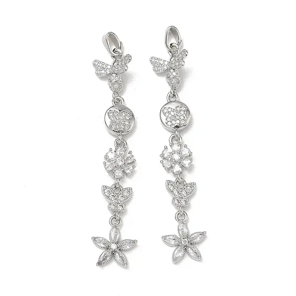 Brass Micro Pave Clear Cubic Zirconia Big Pendants