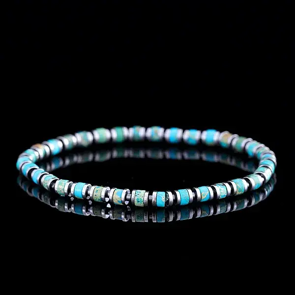 Natural & Dyed Imperial Jasper Beaded Stretch Bracelets for Men