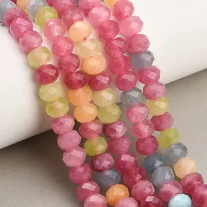 Faceted Dyed Natural White Jade Beads Strands
