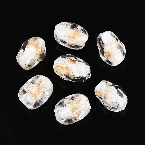 Handmade Gold & Silver Foil Glass Beads