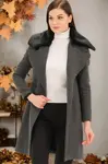 Z6643 DEWBERRY WOMEN'S COAT-FLAT OPEN ANTHRACITE