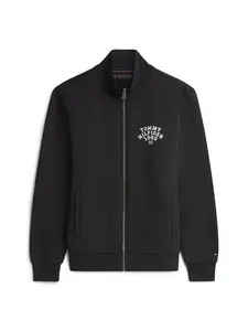 TOMMY HILFIGER Tepláková bunda  čierna / biela