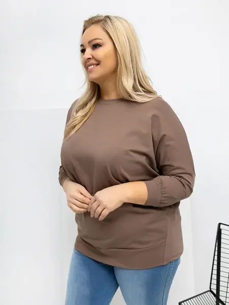 Plus size mikina v tmavobéžovej farbe