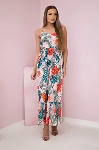 Dress with leaf motif powder pink