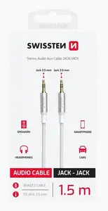 AUDIO KABEL SWISSTEN TEXTILE JACK / JACK, 1,5 M, BÍLÁ