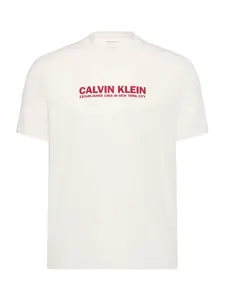 Calvin Klein Tričko '30s'  tmavočervená / biela