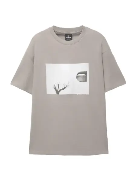 Pull&Bear Tričko  sivá / tmavosivá / čierna