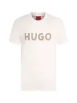 HUGO Tričko 'Dulivio'  tmavobéžová / biela